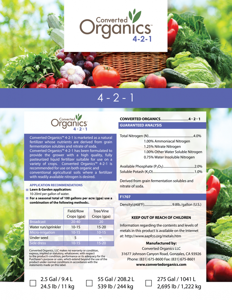 Converted Organics Agriculture Products