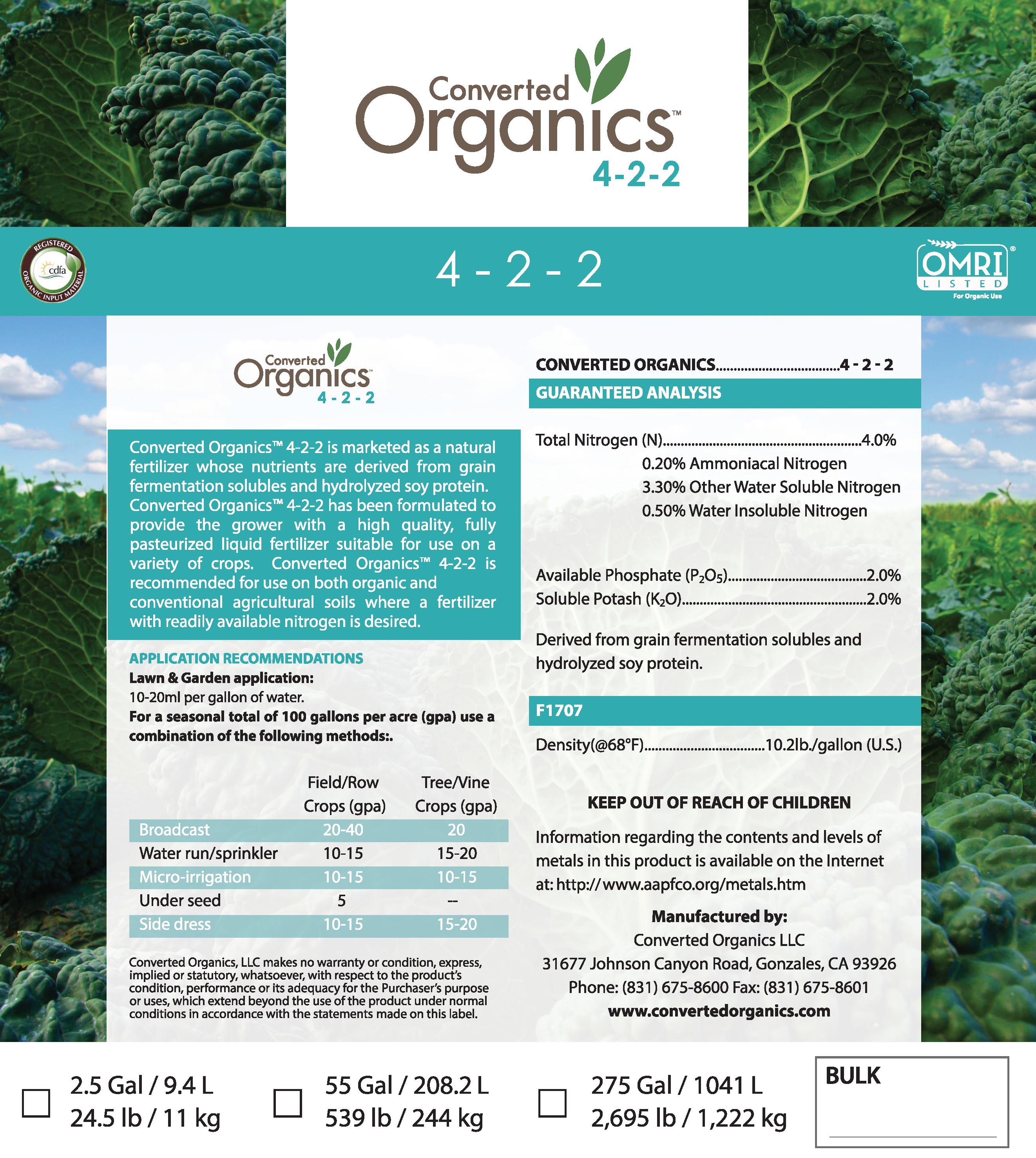 Converted Organics Agriculture Products